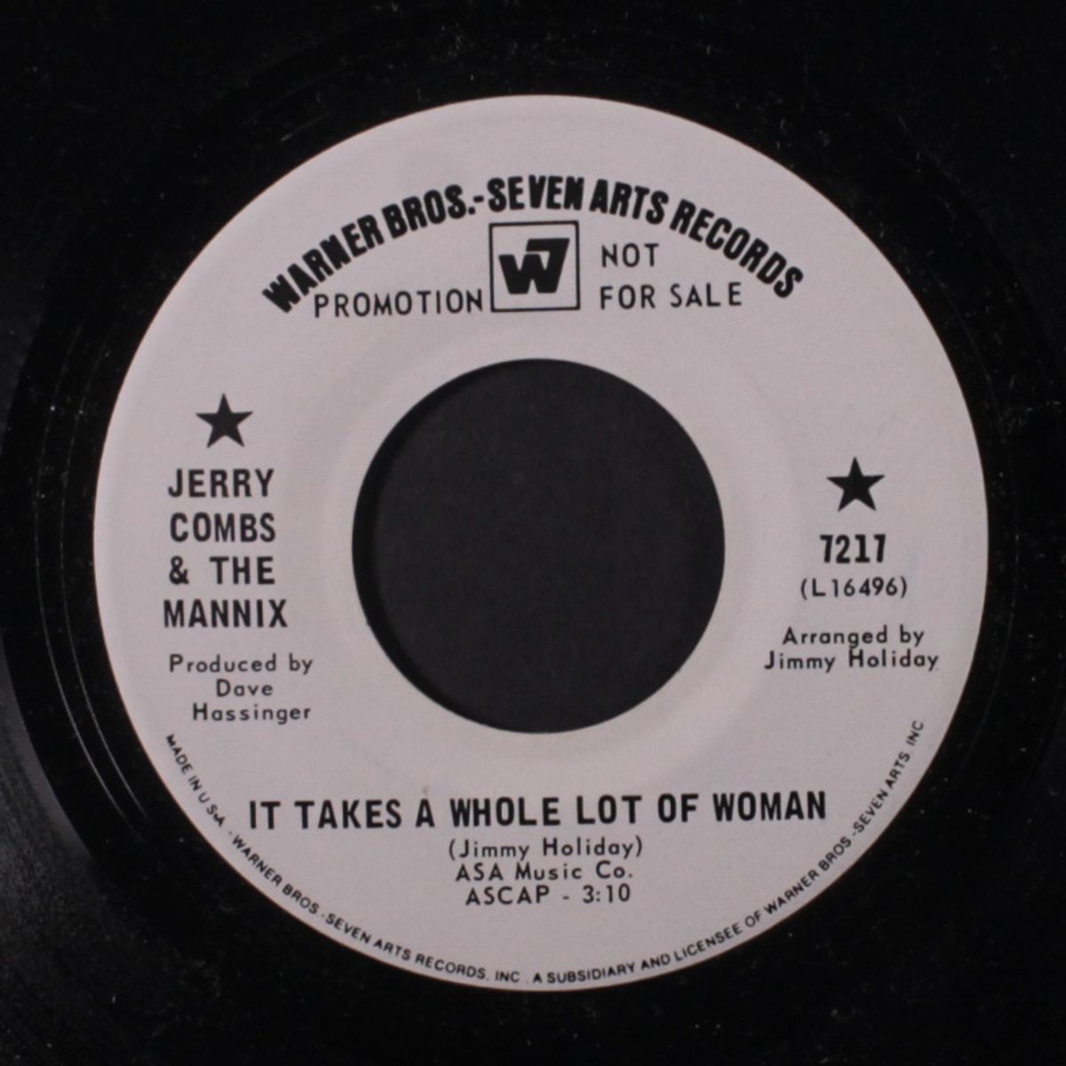 it takes a whole lot of woman / i don't want to cry by JERRY COMBS & MANNIX