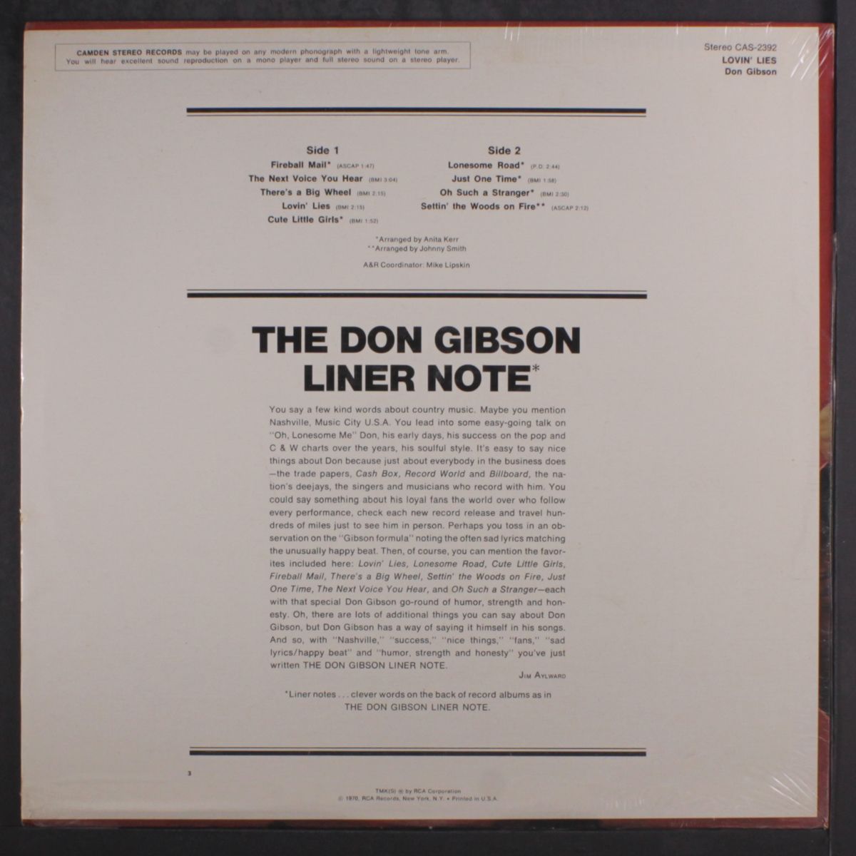 lovin' lies by DON GIBSON