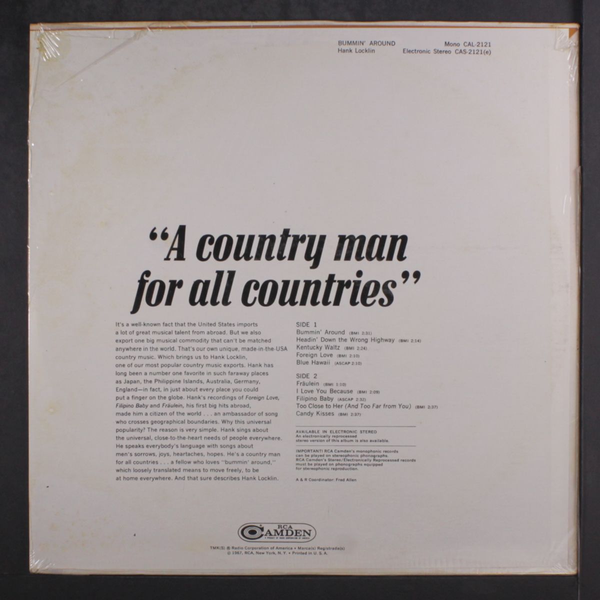 bummin' around by HANK LOCKLIN