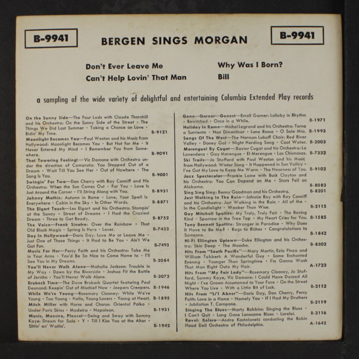 bergen sings morgan by POLLY BERGEN