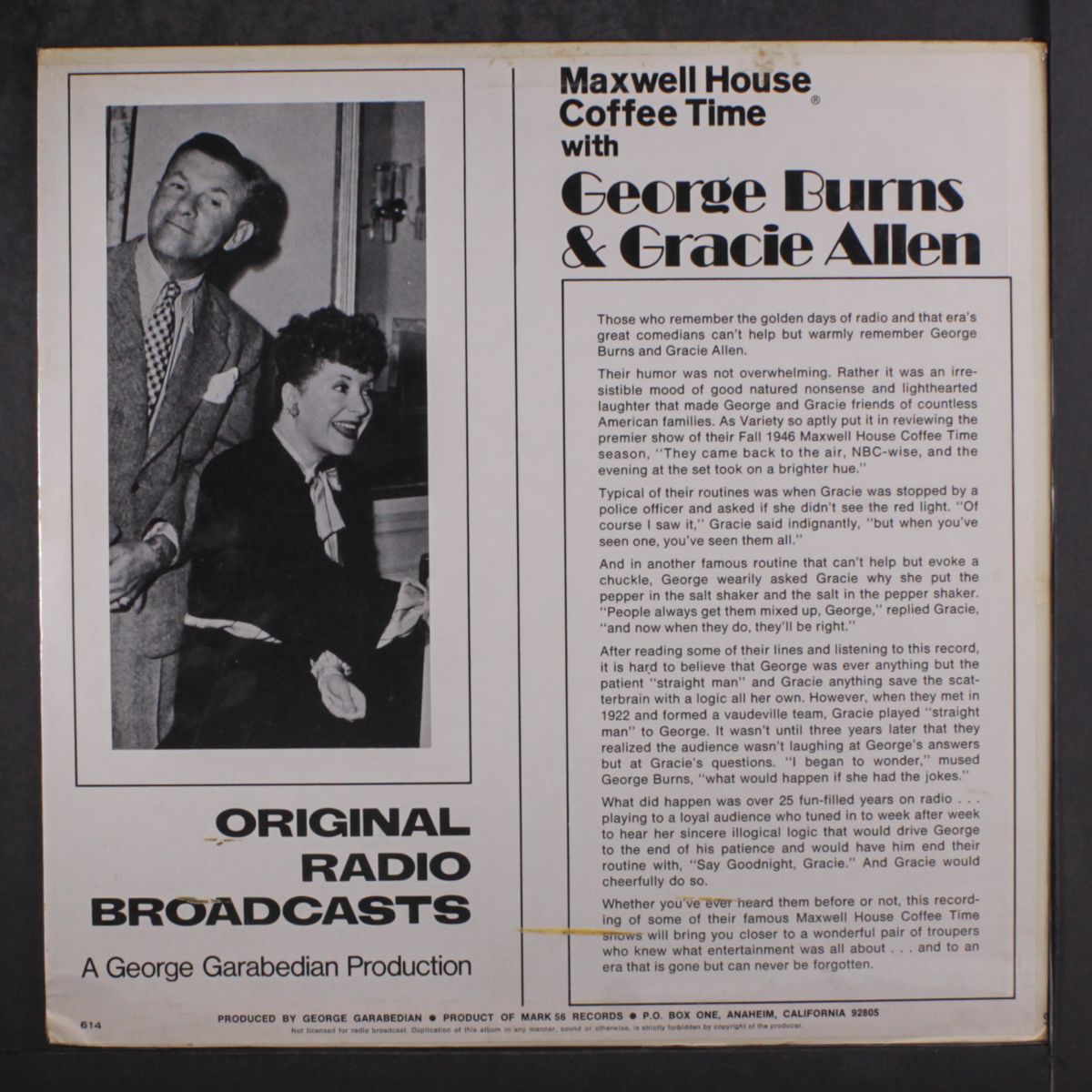 george burns & gracie allen, vol. 1 by ORIGINAL RADIO BROADCAST