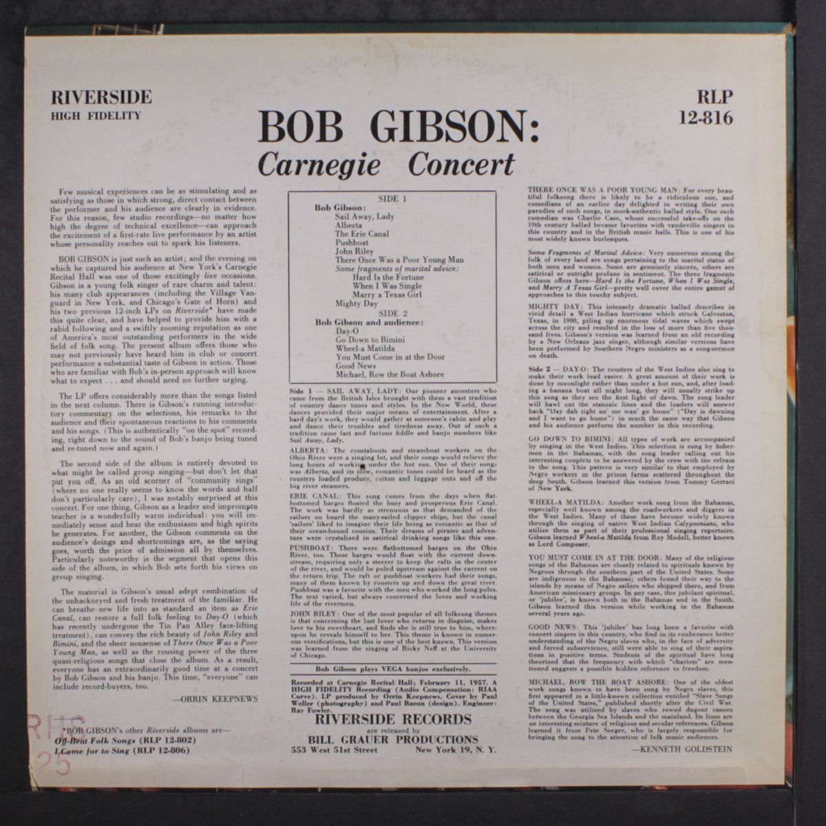 carnegie concert by BOB GIBSON