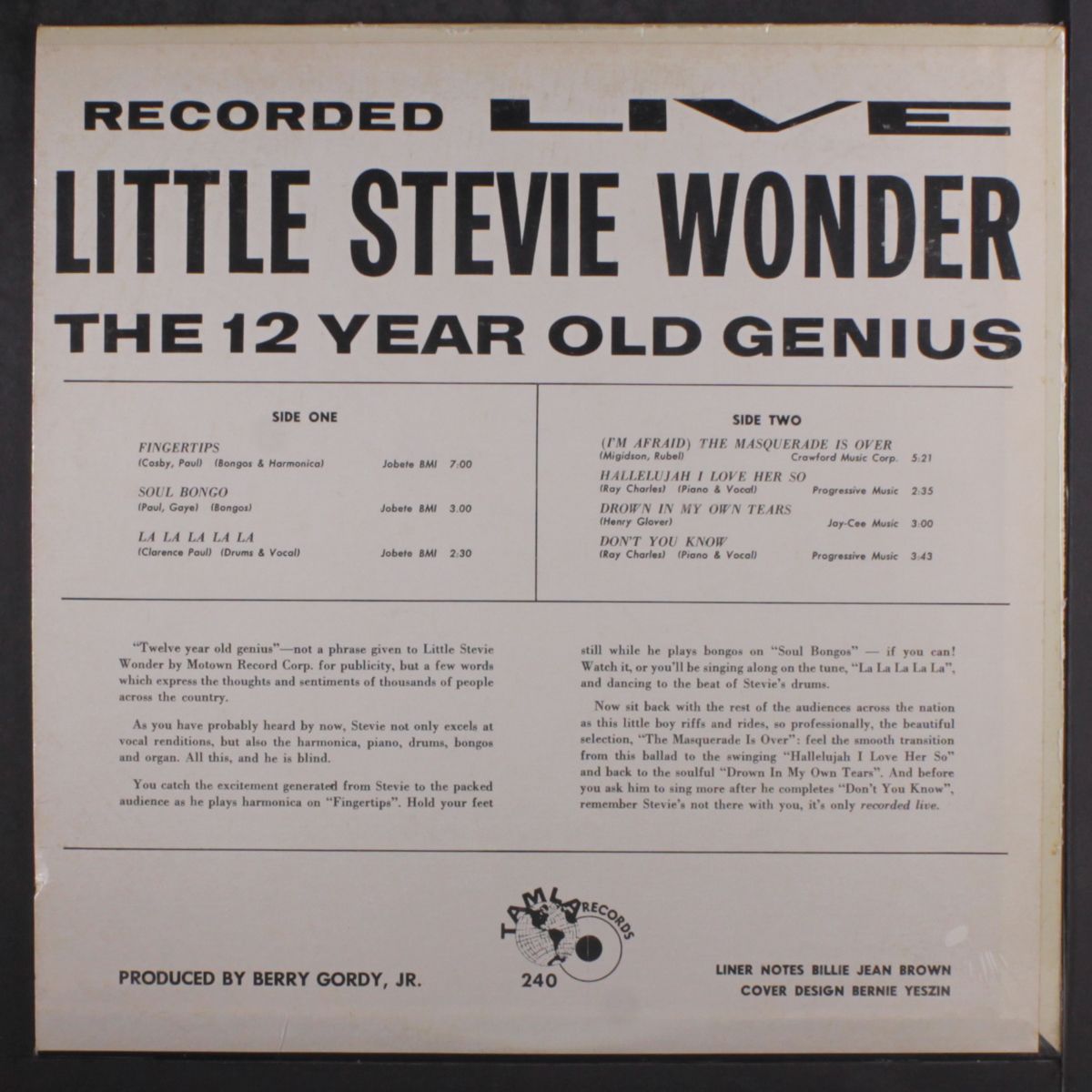 stevie wonder; the 12 year old genius by STEVIE WONDER
