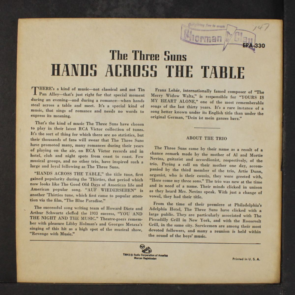 hands across the table by THREE SUNS
