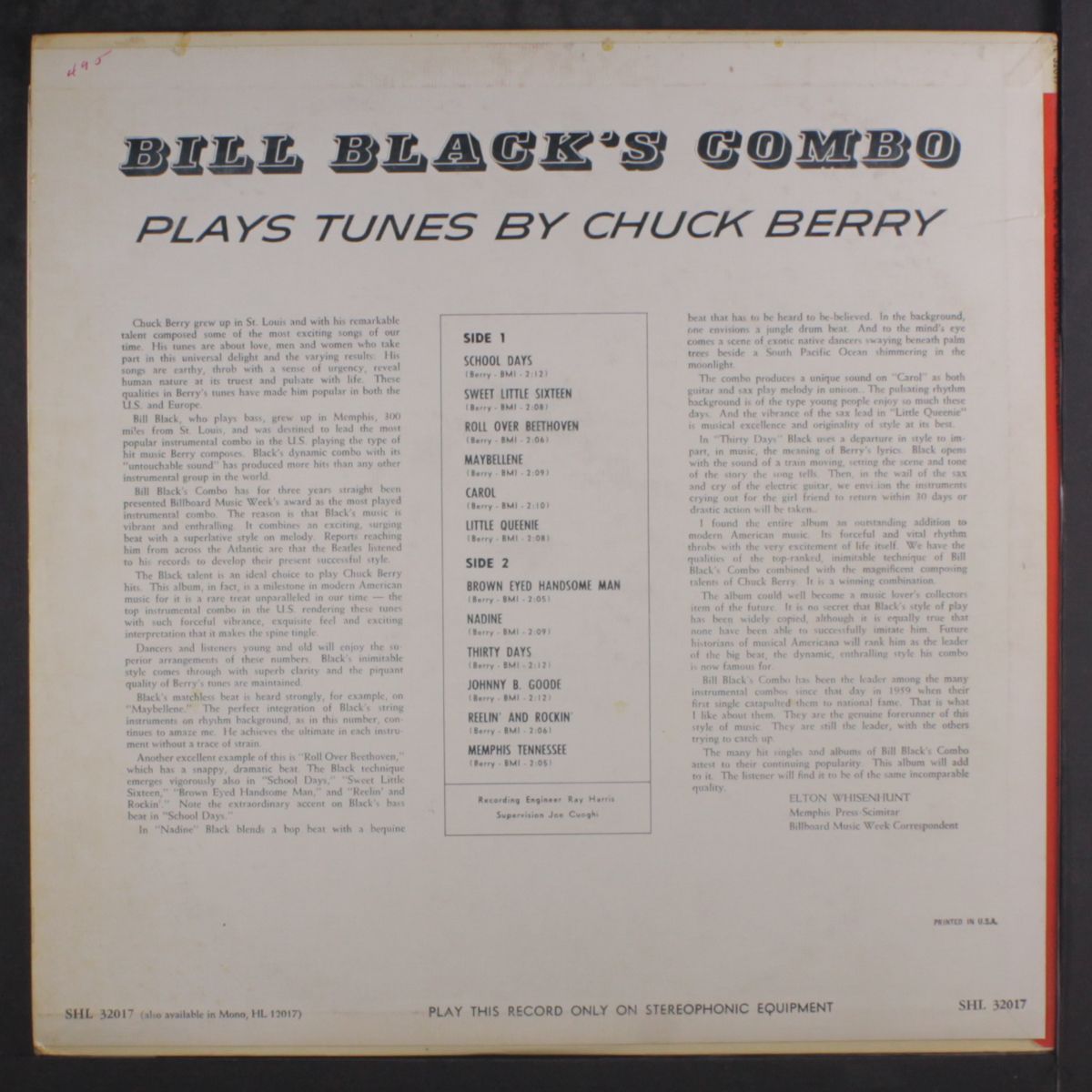 plays tunes by chuck berry by BILL BLACK'S COMBO