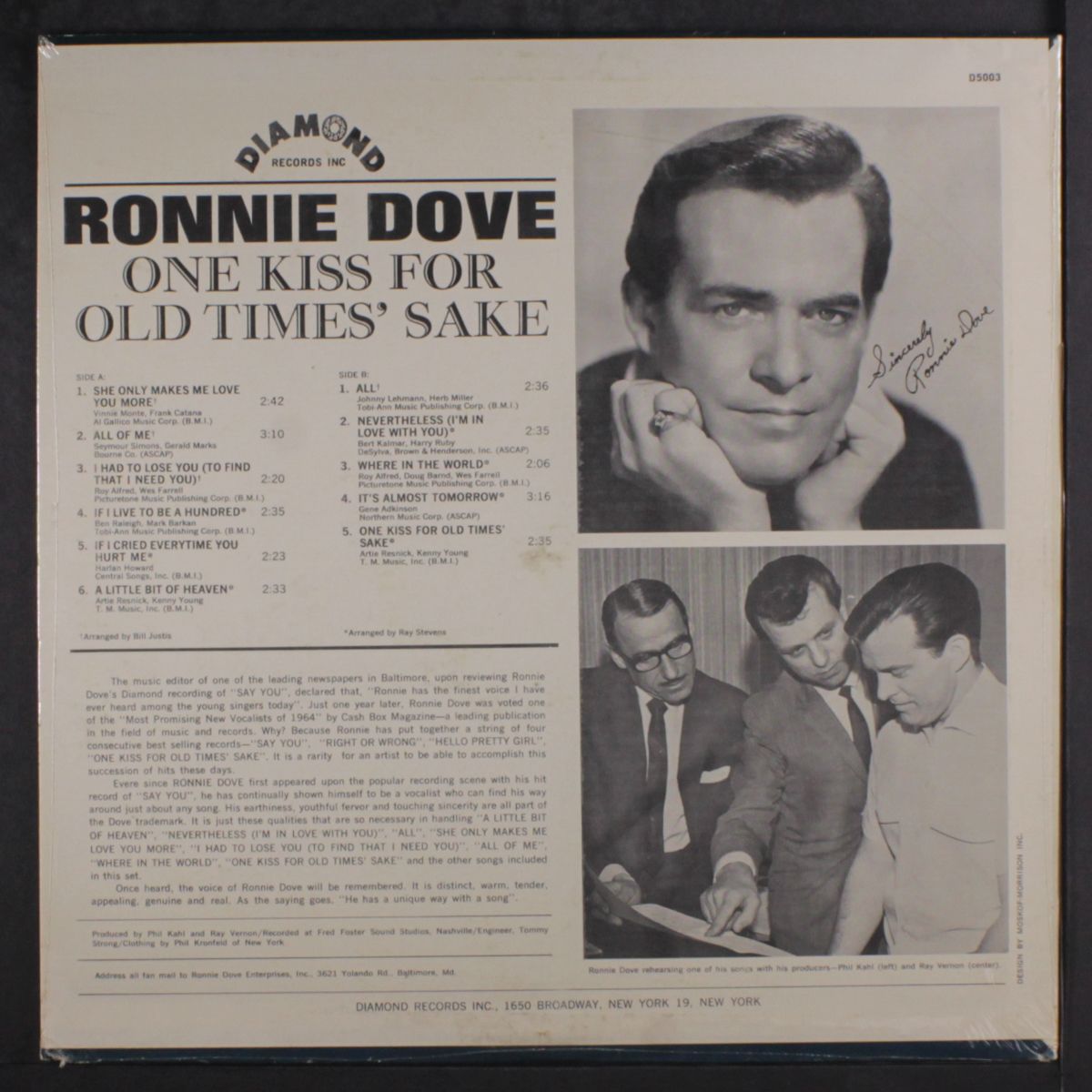 one kiss for old times sake by RONNIE DOVE