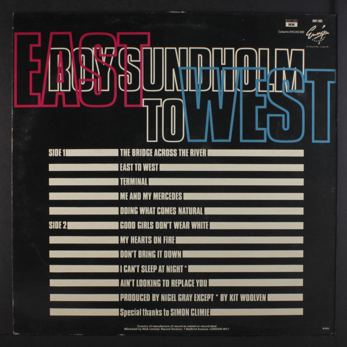 east to west by ROY SUNDHOLM