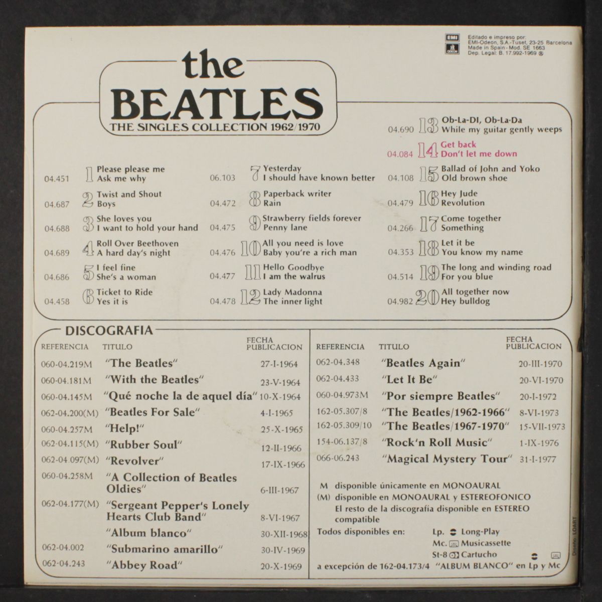 get back / don't let me down by BEATLES (WITH BILLY PRESTON)