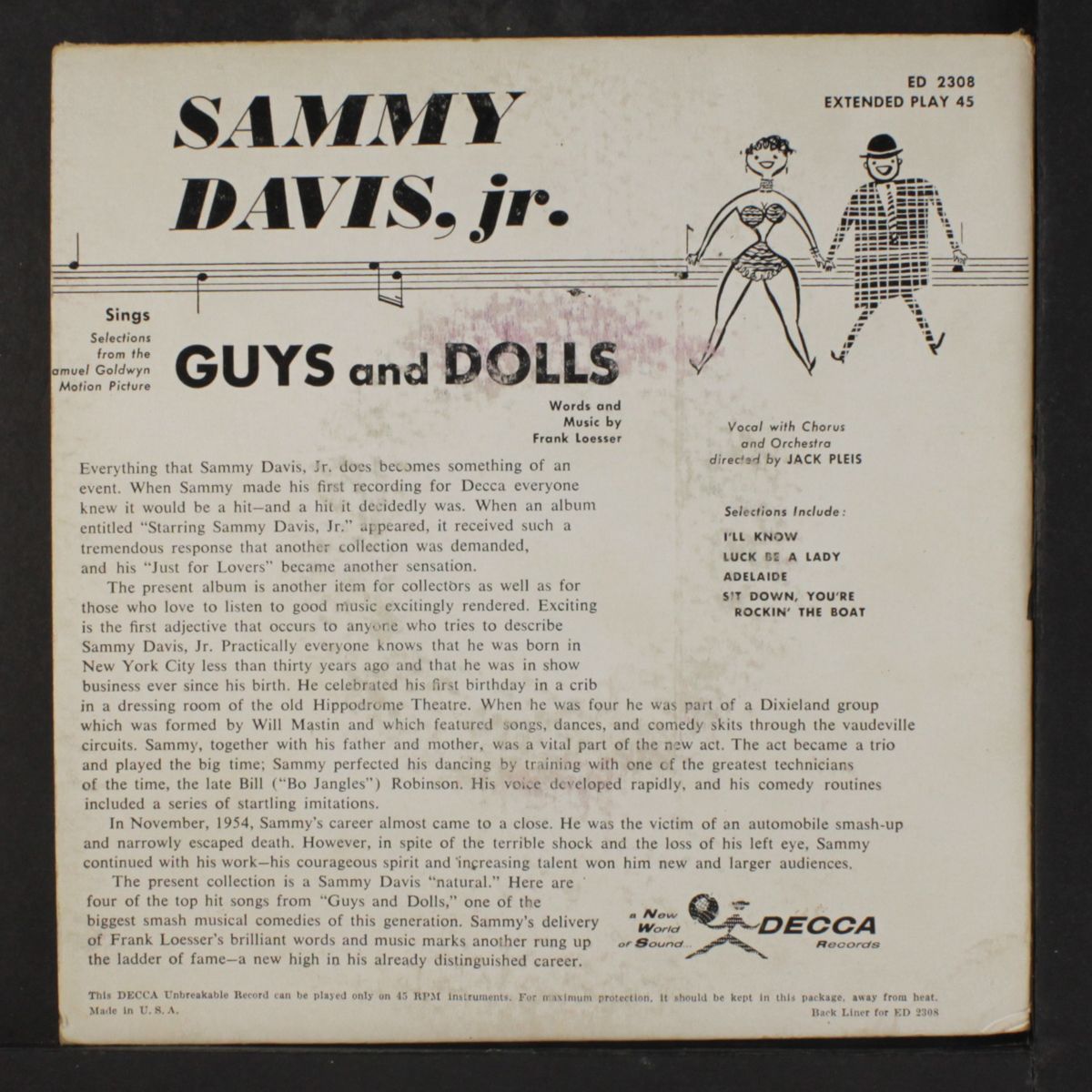 guys and dolls by SAMMY DAVIS JR.