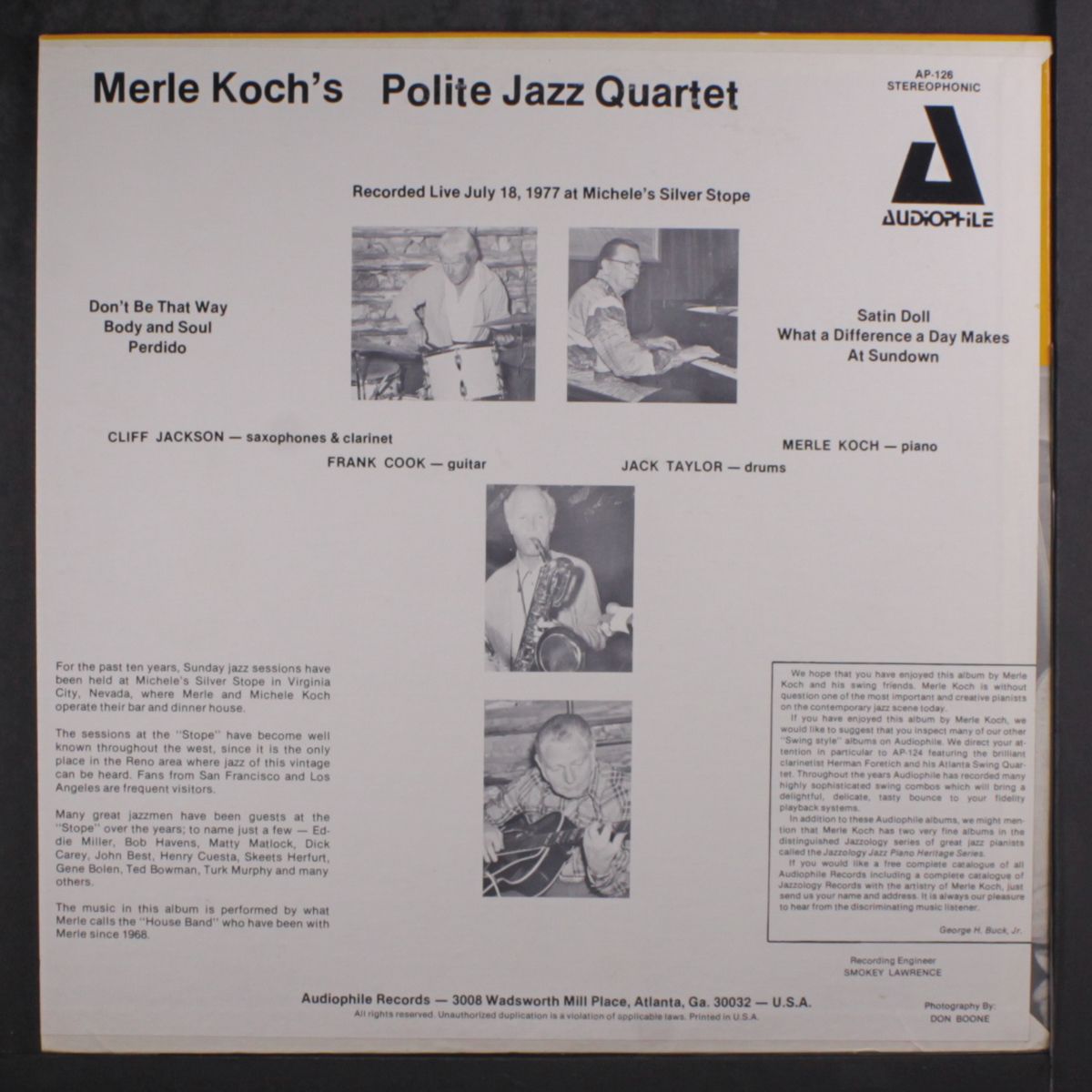 merle koch's polite jazz quartet by MERLE KOCH