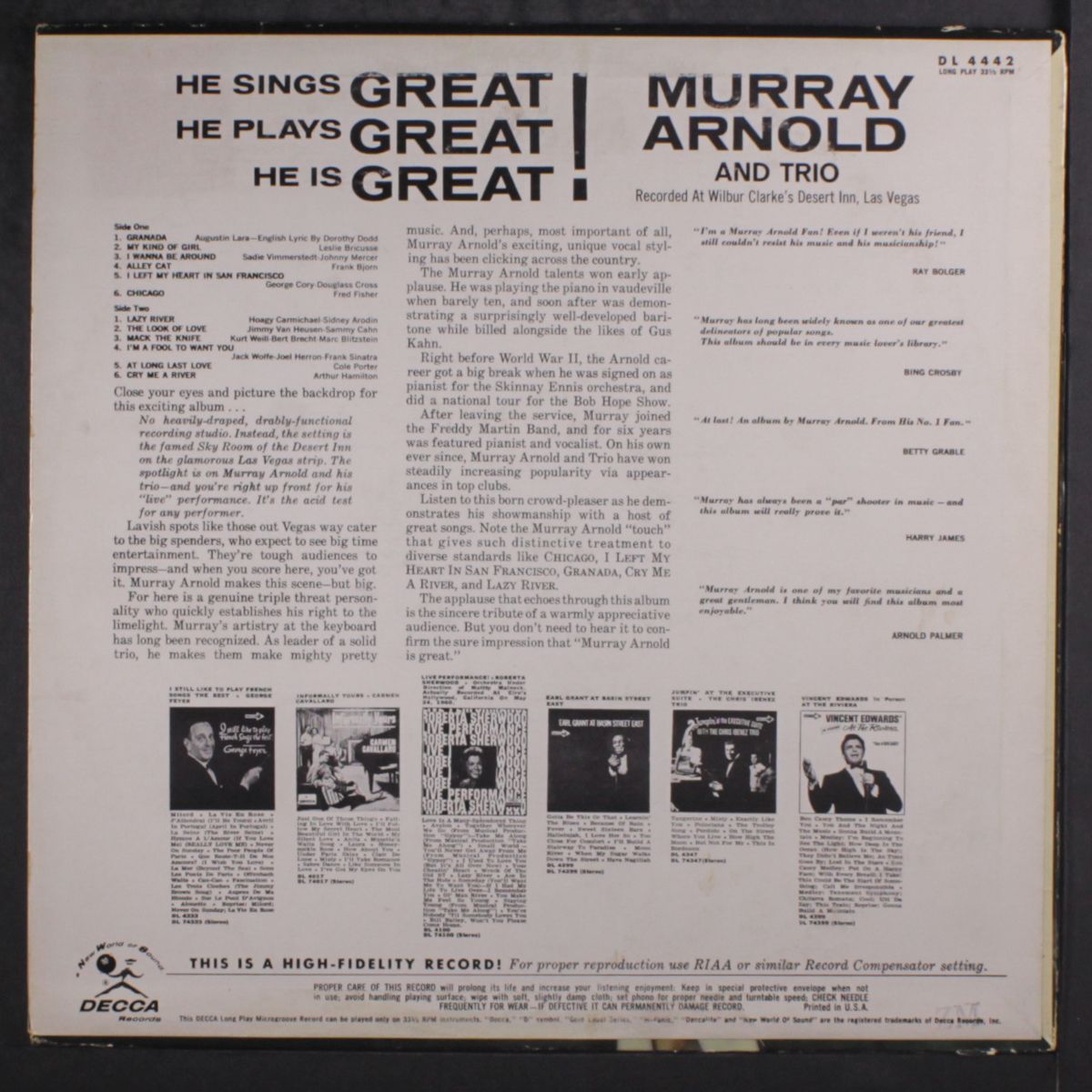 he sings great! he plays great! he is great! by MURRAY ARNOLD