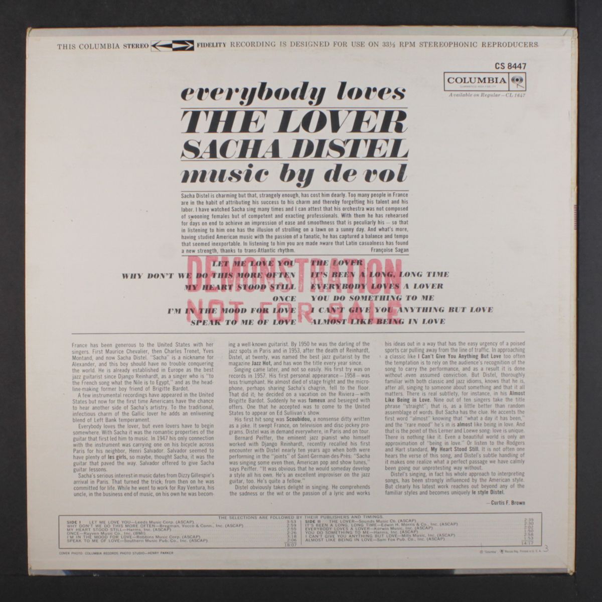 everybody loves the lover by SACHA DISTEL