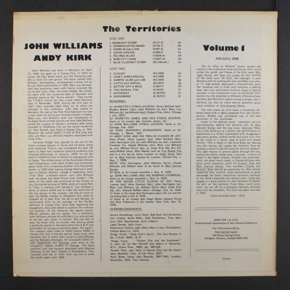 the territories by JOHN WILLIAMS & ANDY KIRK