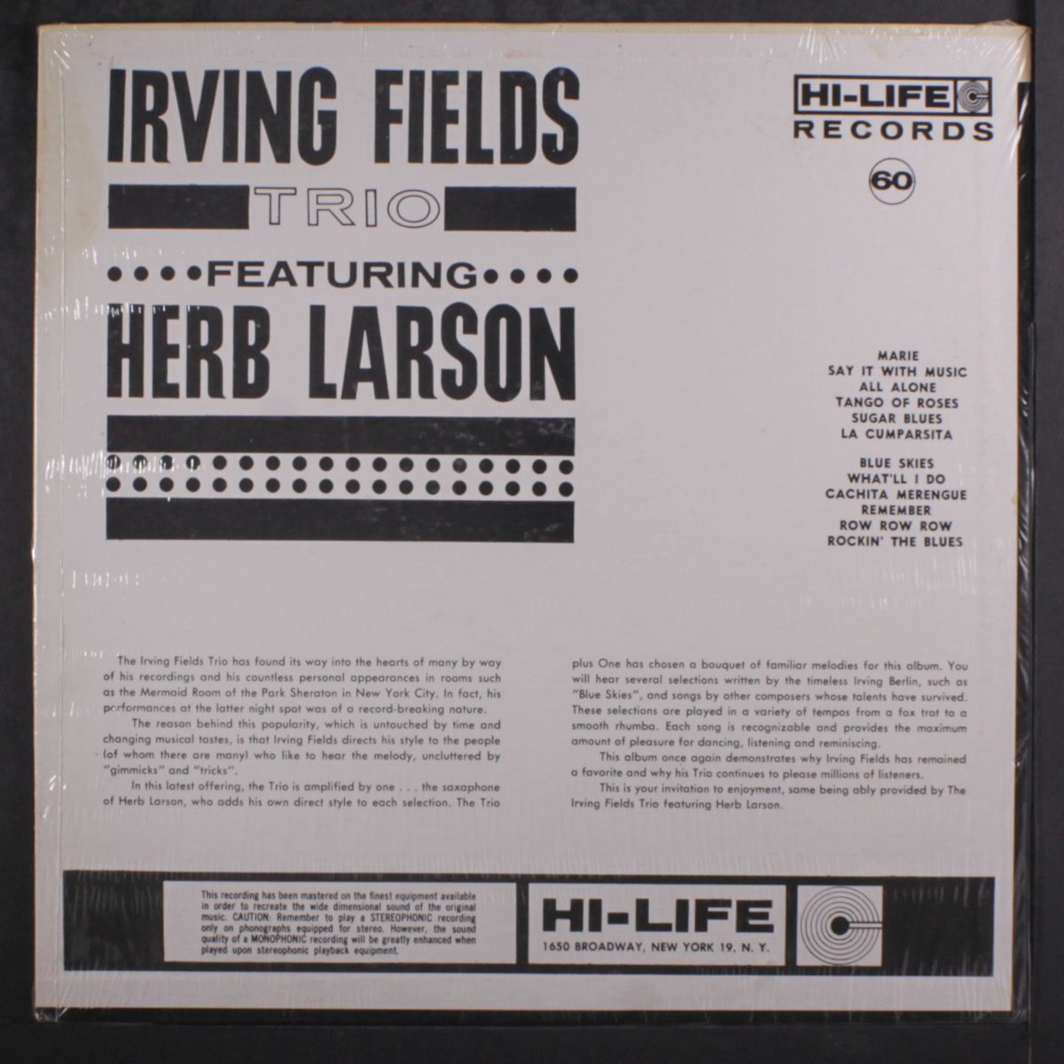 featuring herb larson by IRVING FIELDS