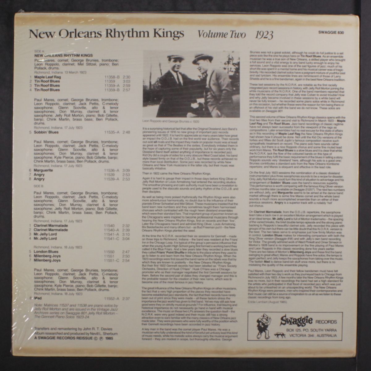 1923, vol. 2 by NEW ORLEANS RHYTHM KINGS