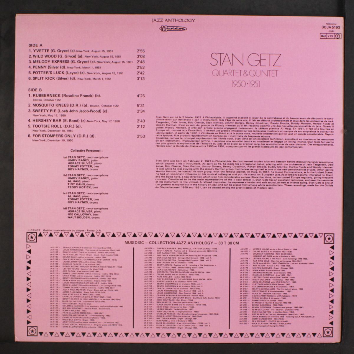 quintet & quartet, 1950/1951 by STAN GETZ