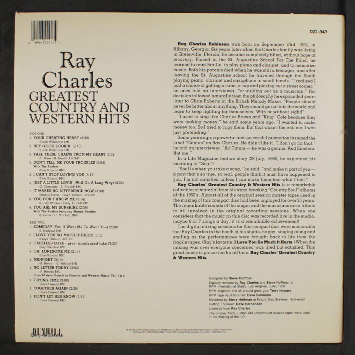 greatest country & western hits by RAY CHARLES