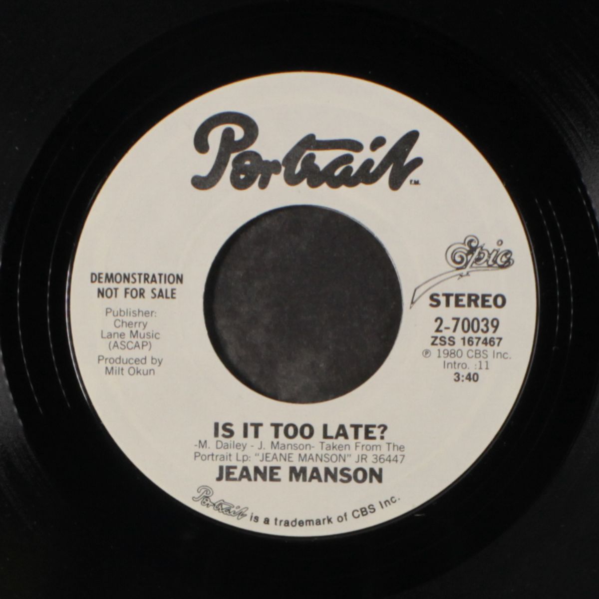 is it too late / same by JEANE MANSON
