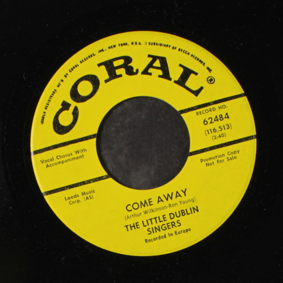 come away / the music master by LITTLE DUBLIN SINGERS