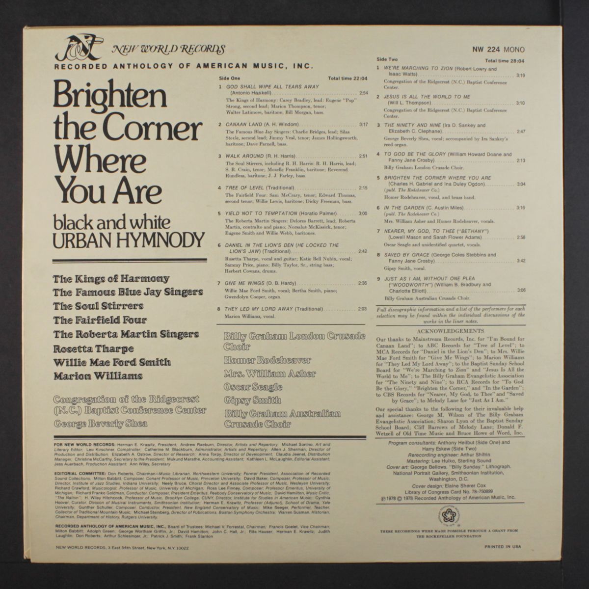 brighten the corner where you are, black and white urban hymnody by VARIOUS