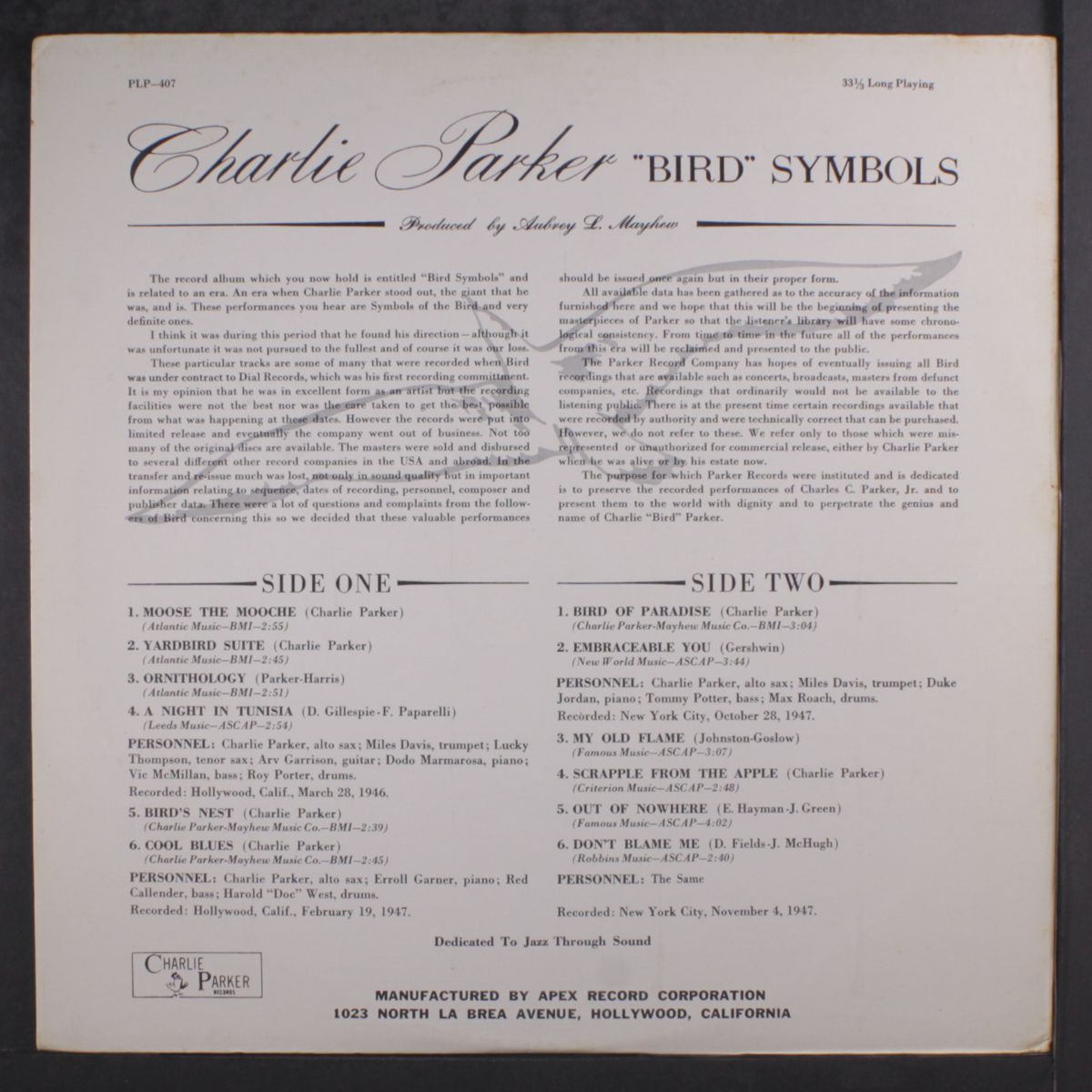 bird symbols by CHARLIE PARKER