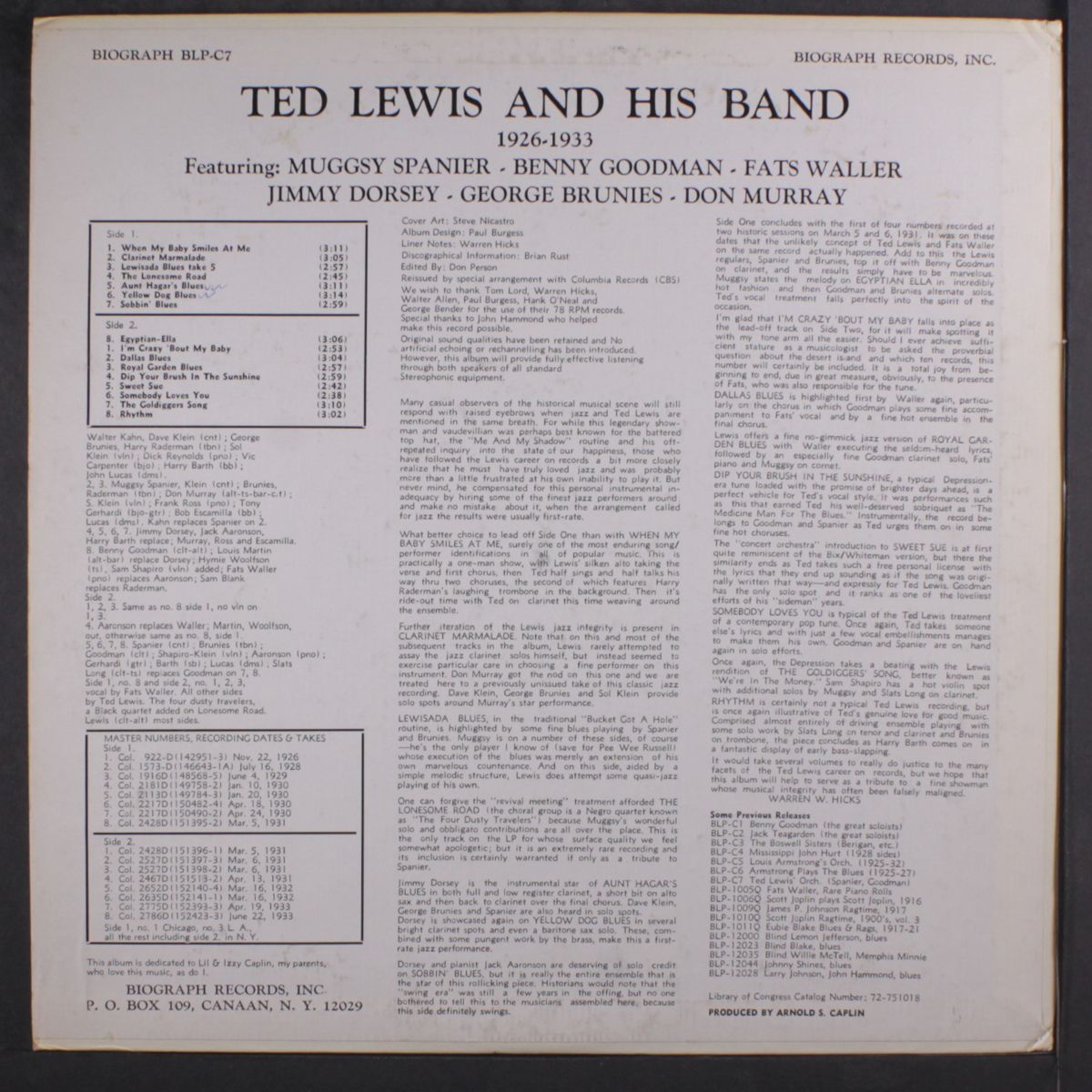 1926-1933 by TED LEWIS