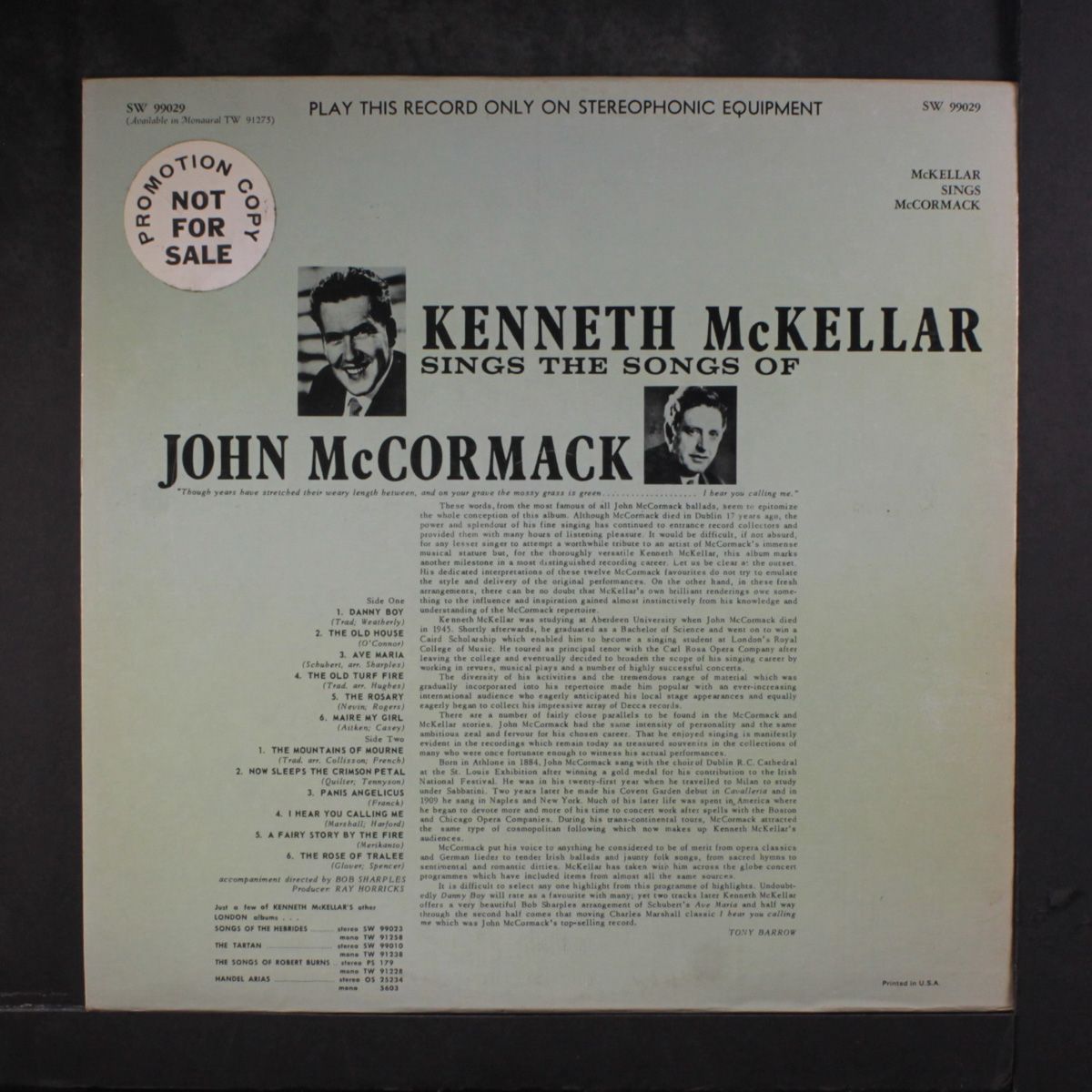 the songs of john mccormack by KENNETH MCKELLAR