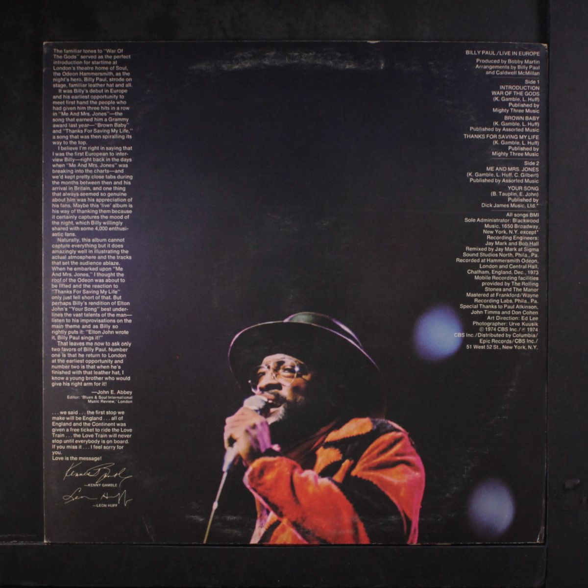live in europe by BILLY PAUL