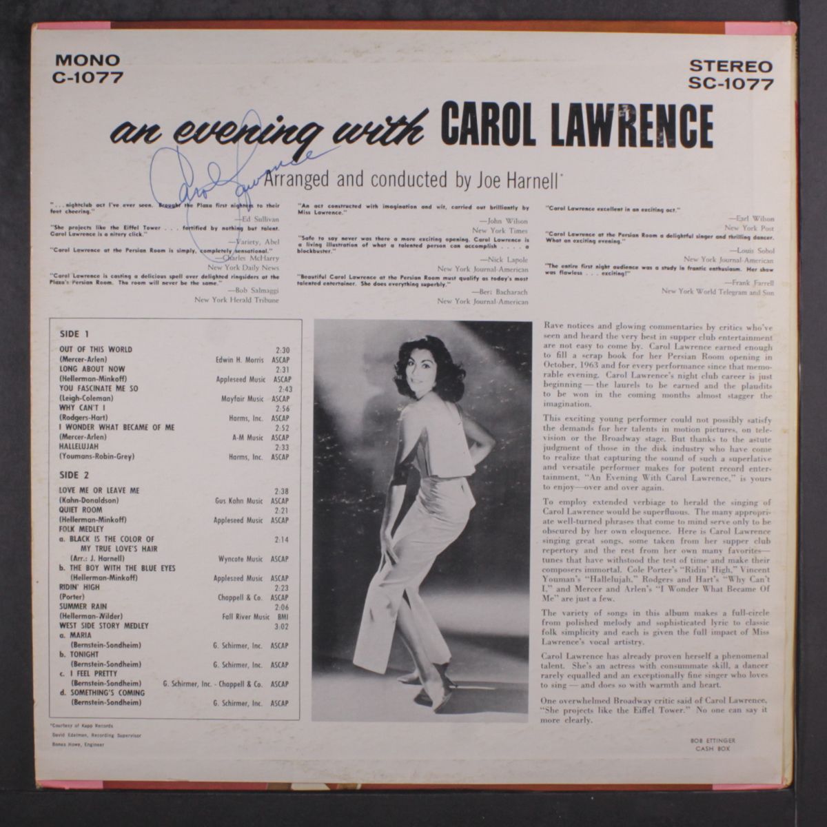 an evening with by CAROL LAWRENCE