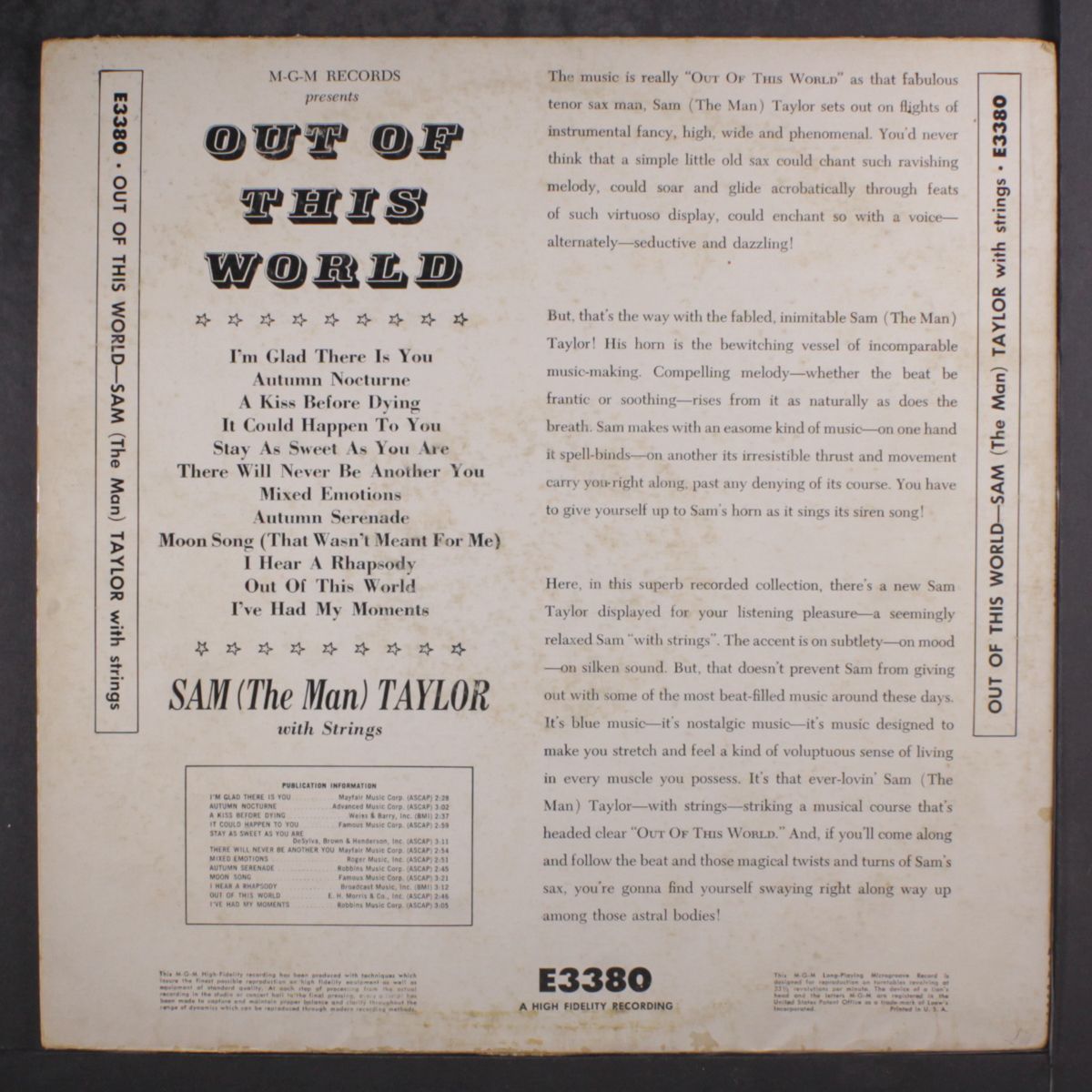 out of this world by SAM 'THE MAN' TAYLOR