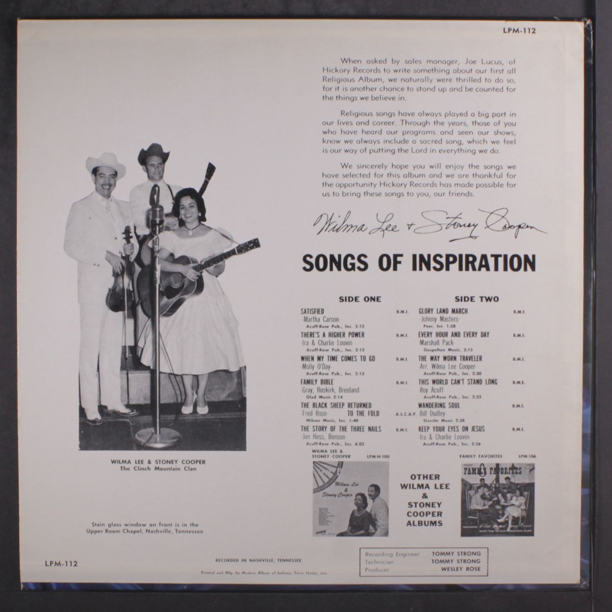 songs of inspiration by WILMA LEE & STONEY COOPER