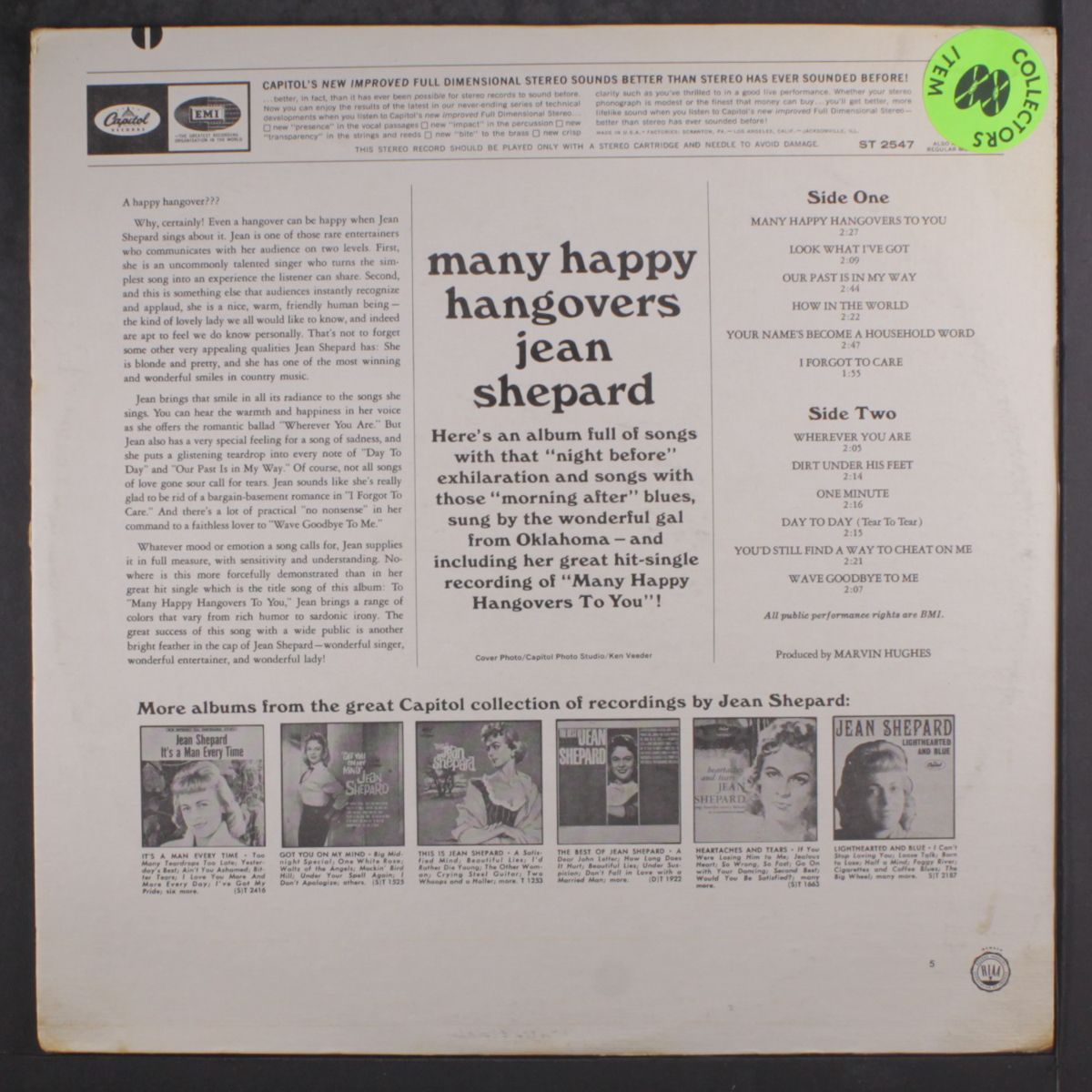 many happy hangovers by JEAN SHEPARD