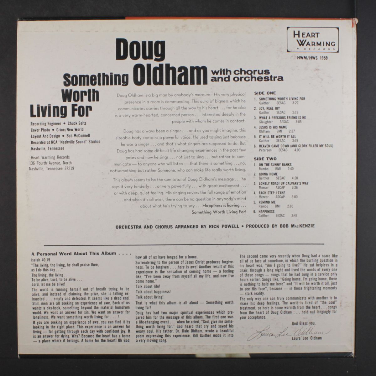 something worth living for by DOUG OLDHAM