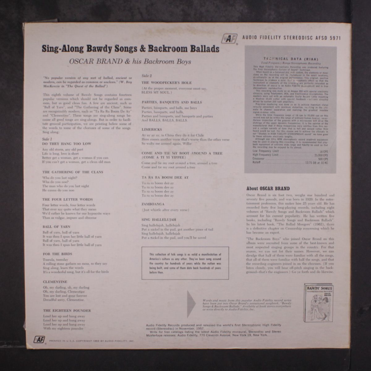 sing-along bawdy songs & backroom ballads by OSCAR BRAND