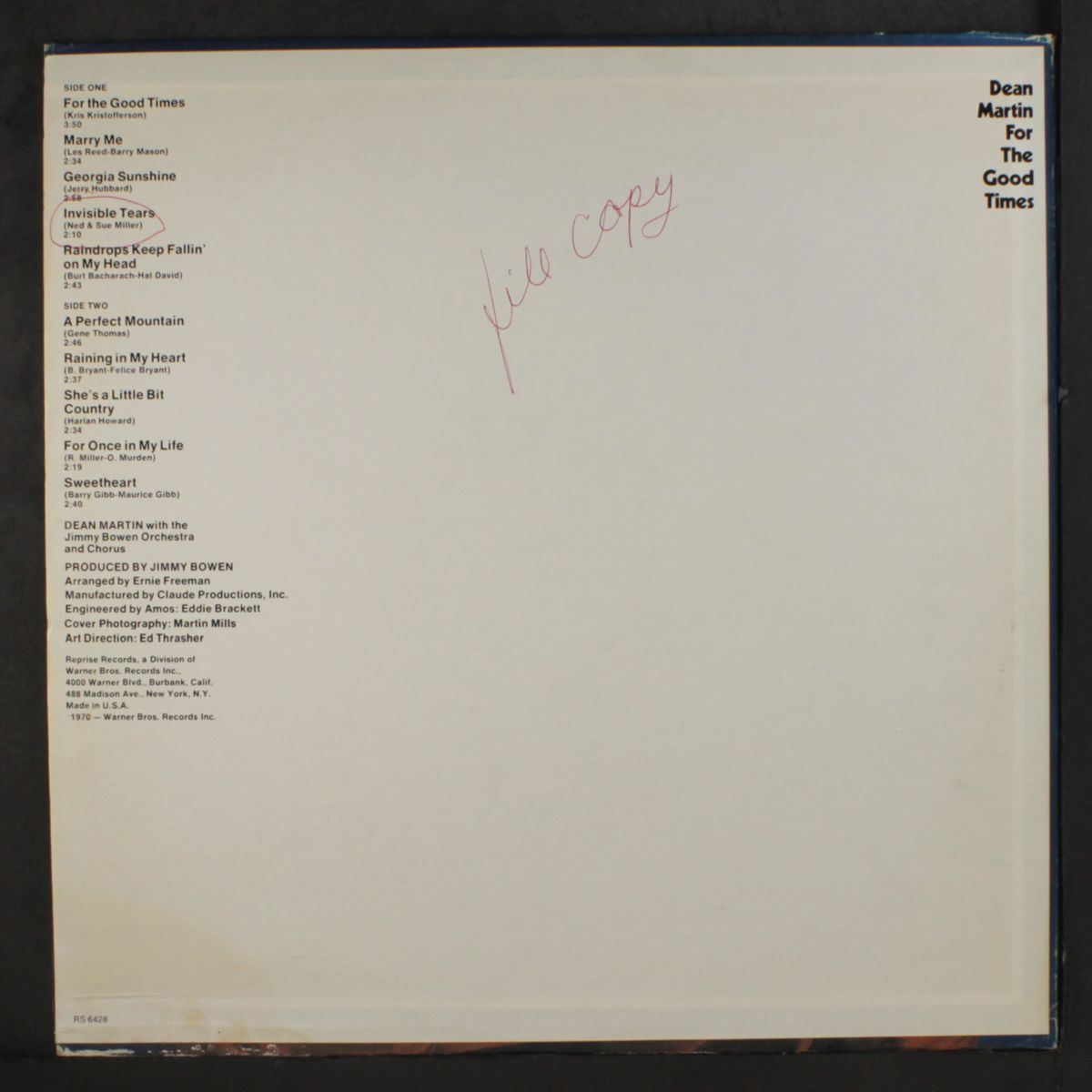 for the good times by DEAN MARTIN