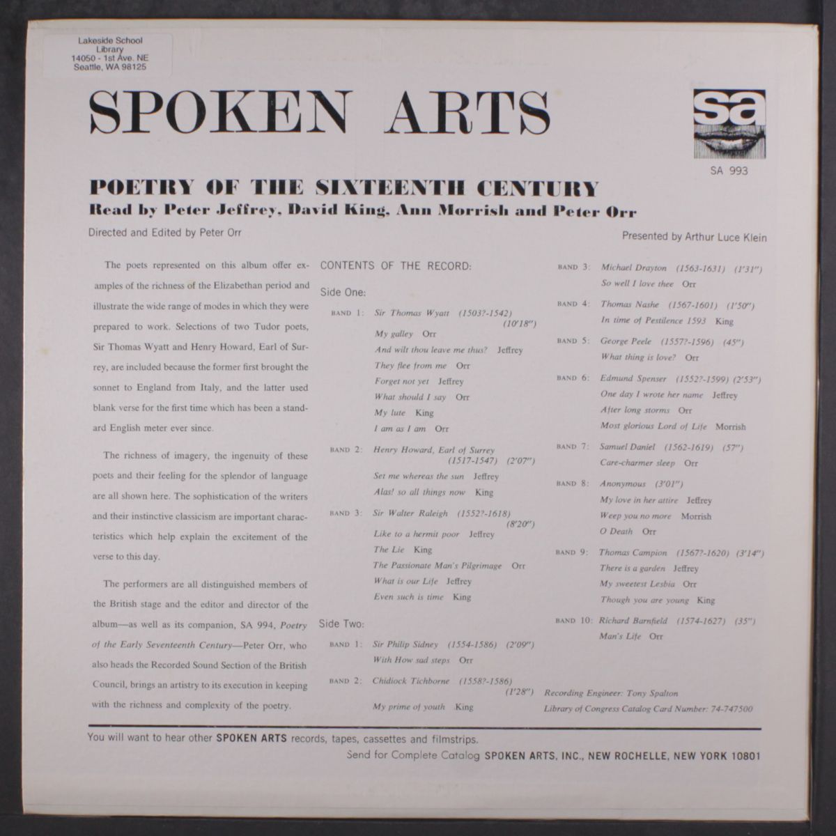 poetry of the sixteenth century by VARIOUS