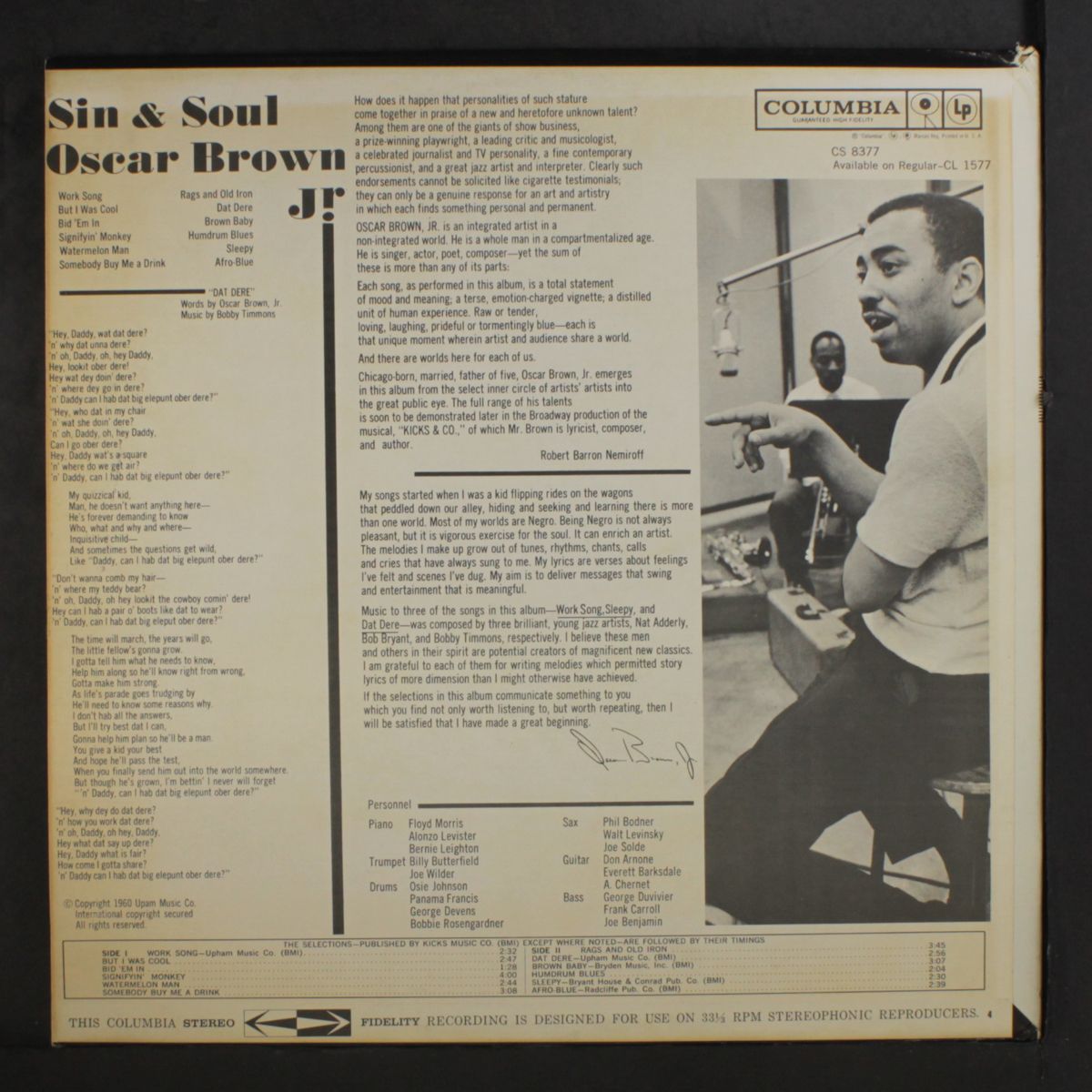 sin & soul by OSCAR BROWN, JR.