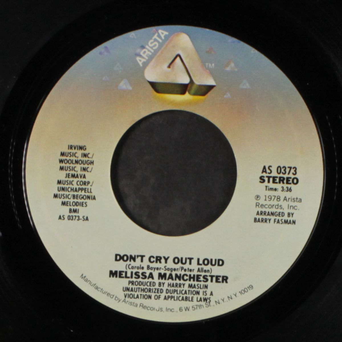 don't cry out loud / we had this time by MELISSA MANCHESTER