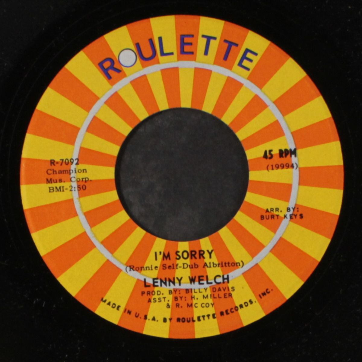 such a night / i'm sorry by LENNY WELCH