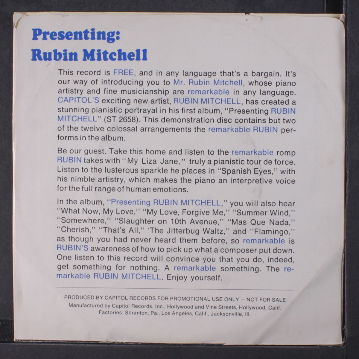 my liza jane / spanish eyes by RUBIN MITCHELL