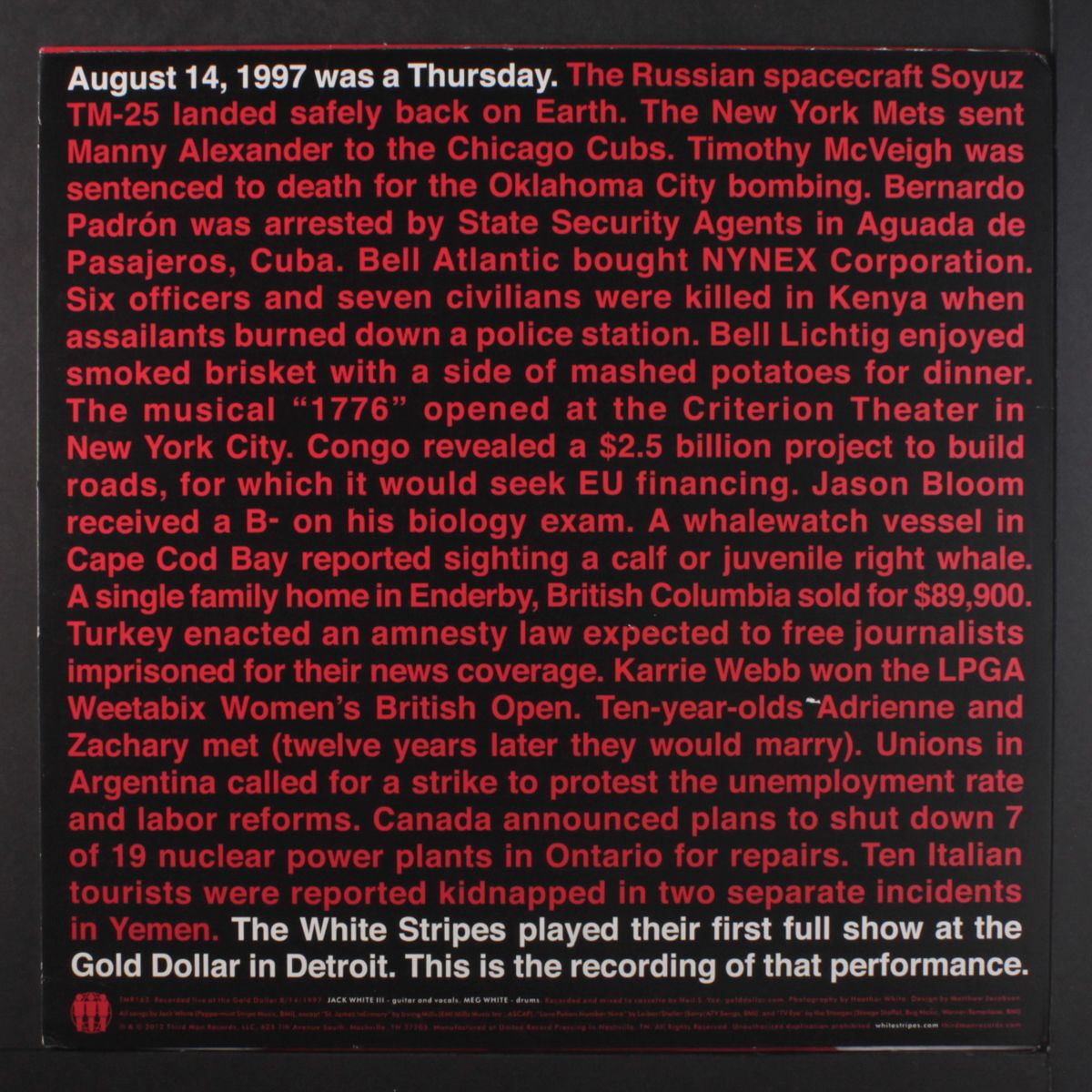 live at gold dollar by WHITE STRIPES