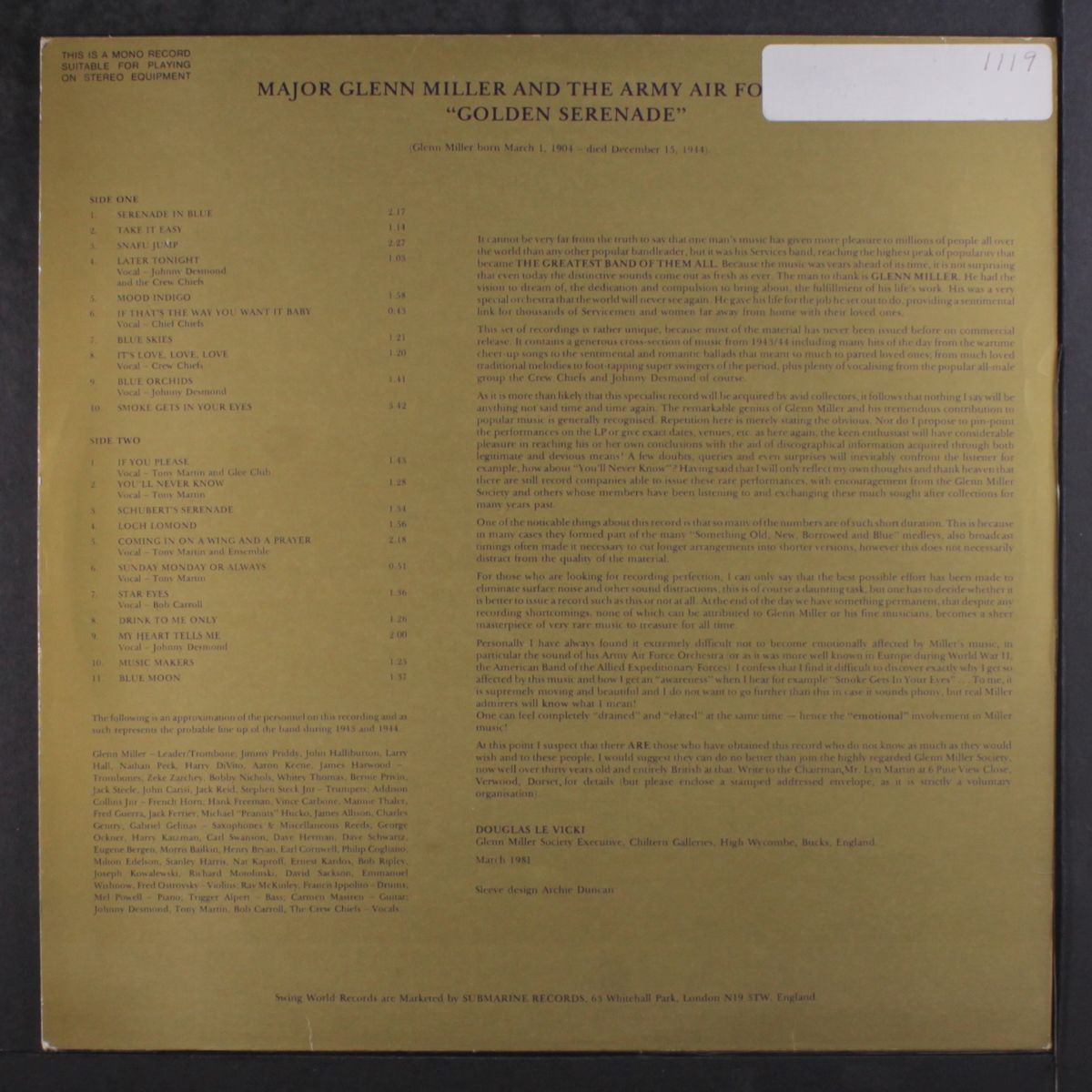 golden serenade by GLENN MILLER