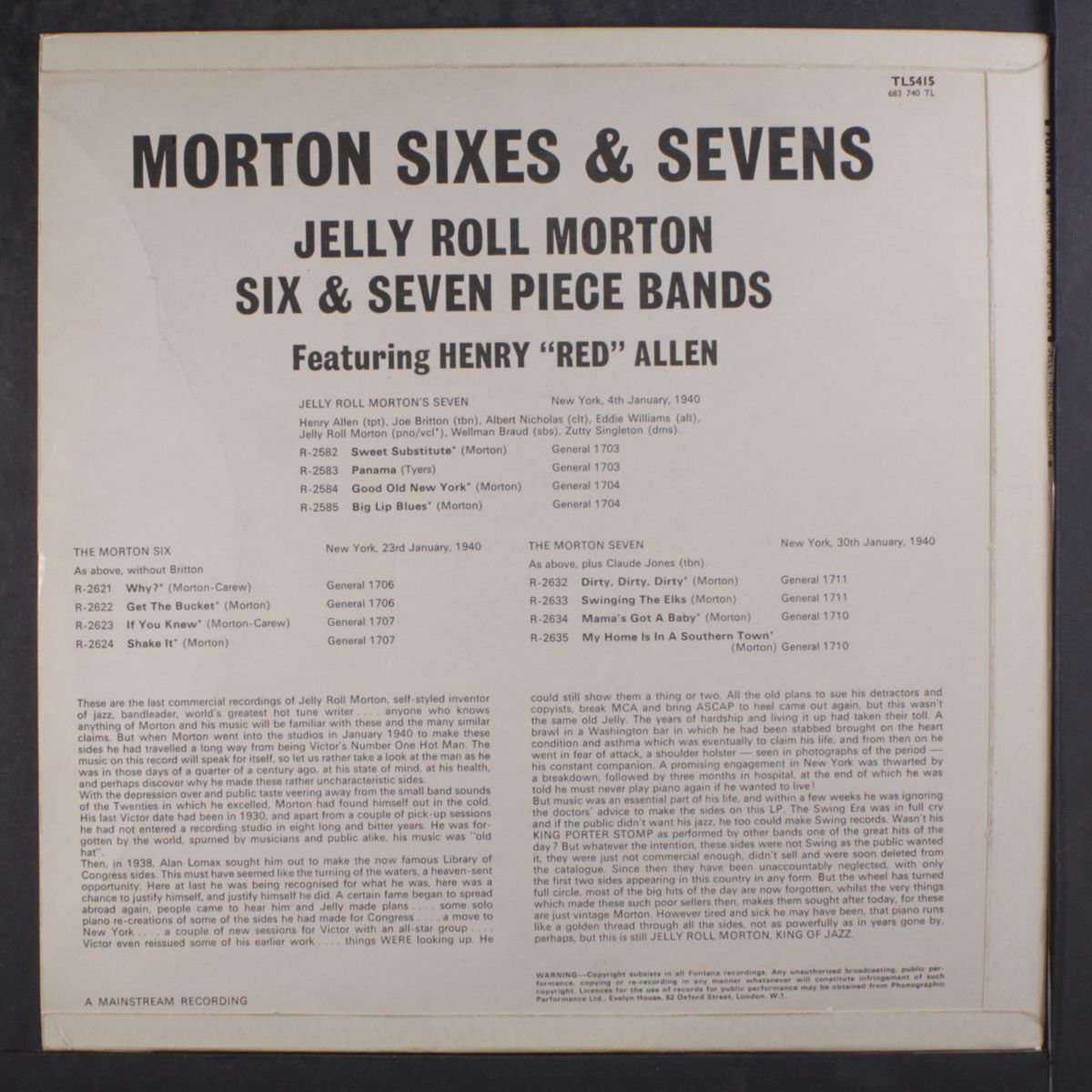 morton sixes and sevens by JELLY ROLL MORTON