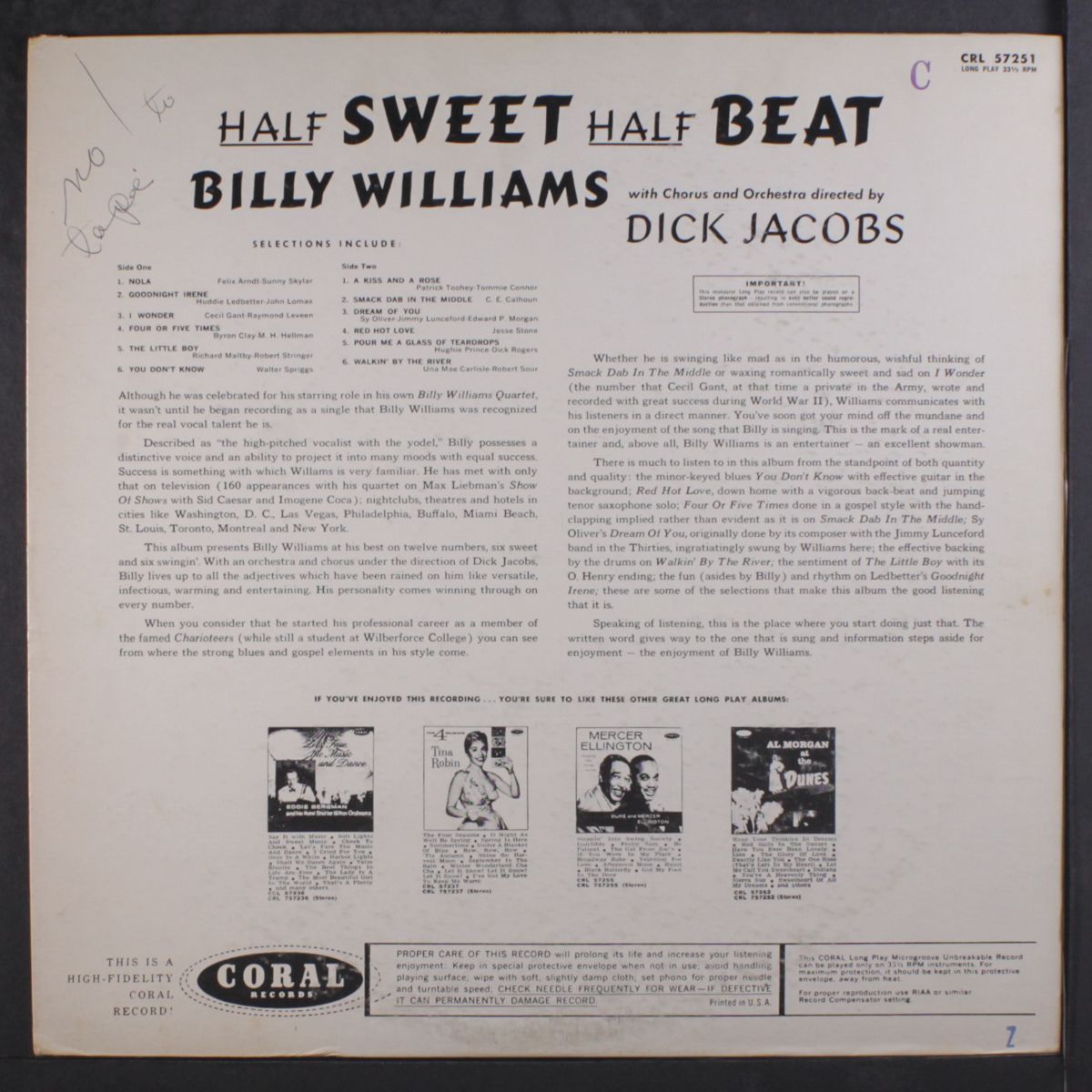 half sweet half beat by BILLY WILLIAMS