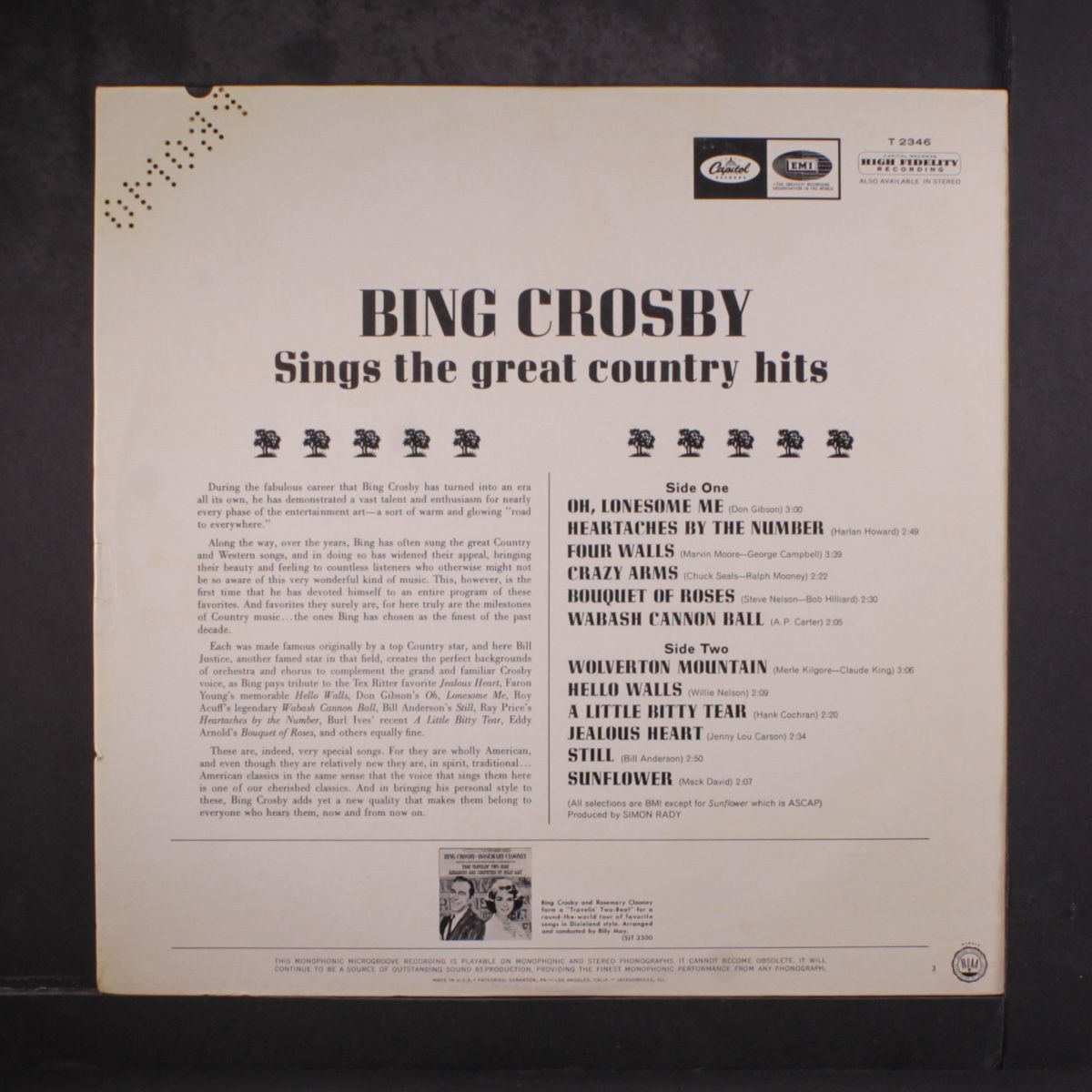 the great country hits by BING CROSBY