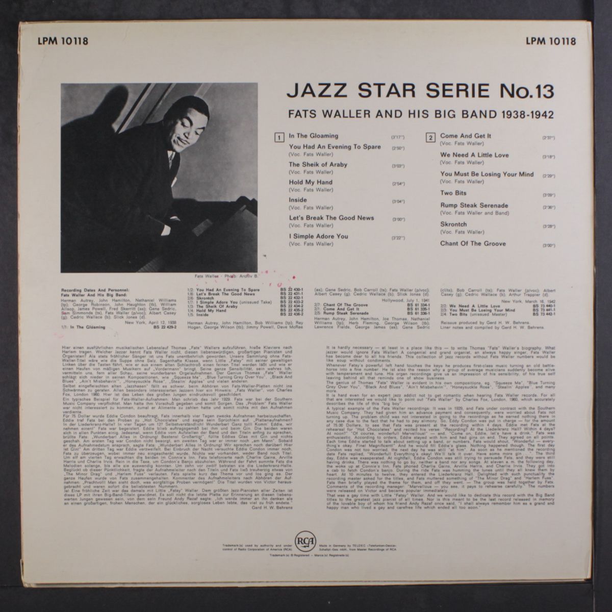 jazz star series no. 13 by FATS WALLER