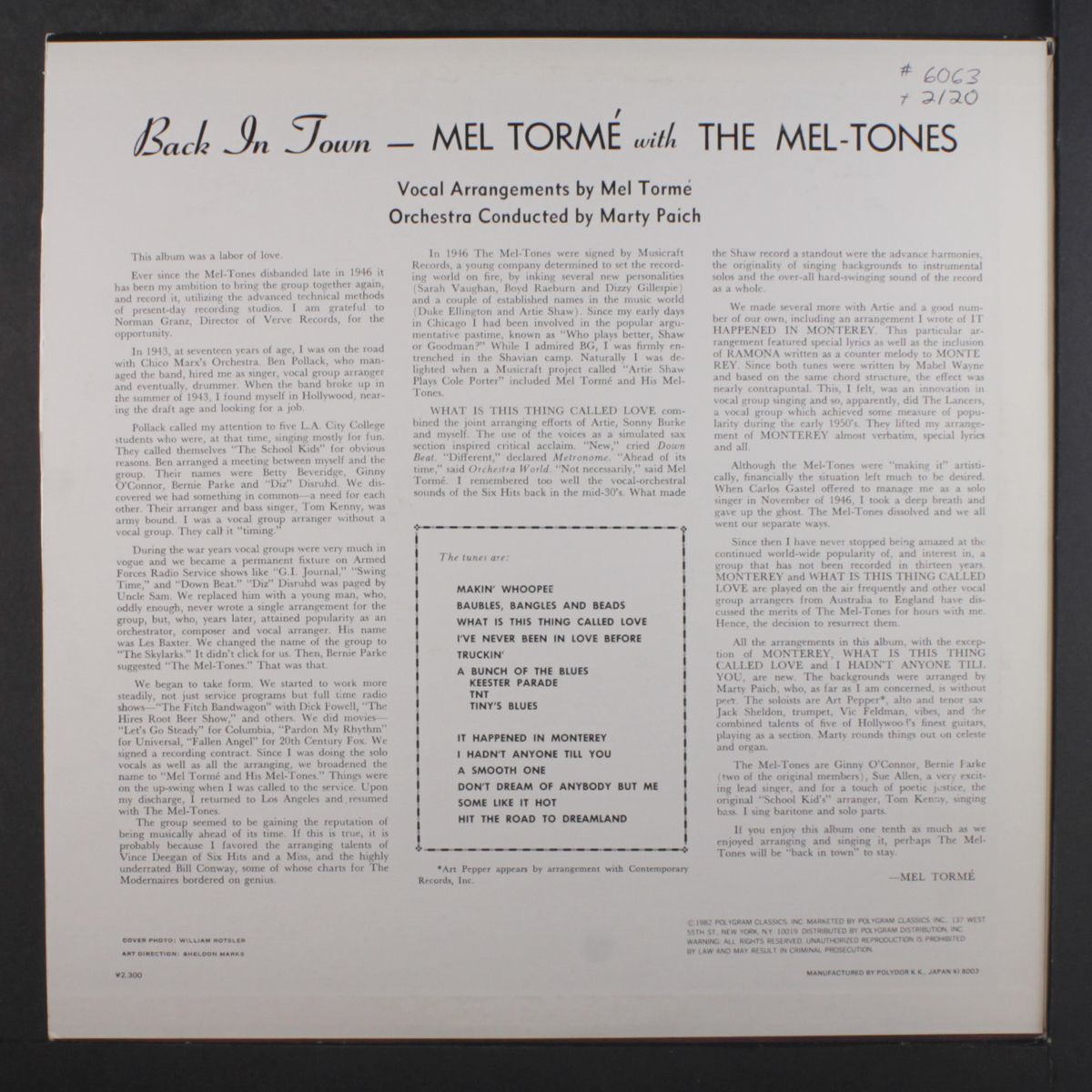 back in town by MEL TORME
