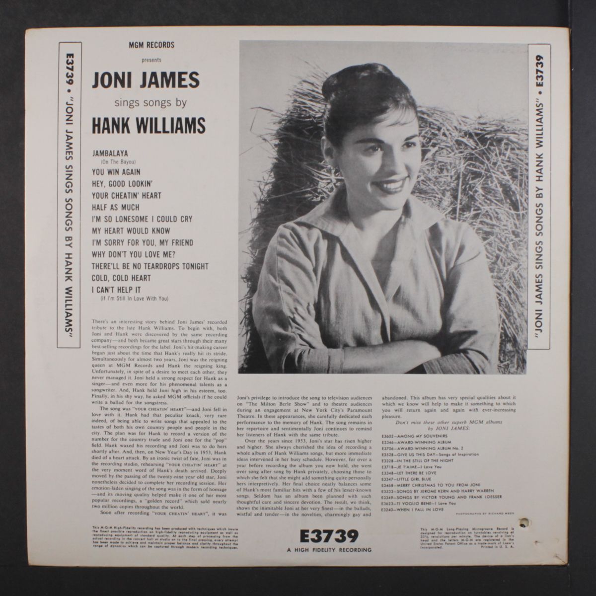 sings songs of hank williams by JONI JAMES
