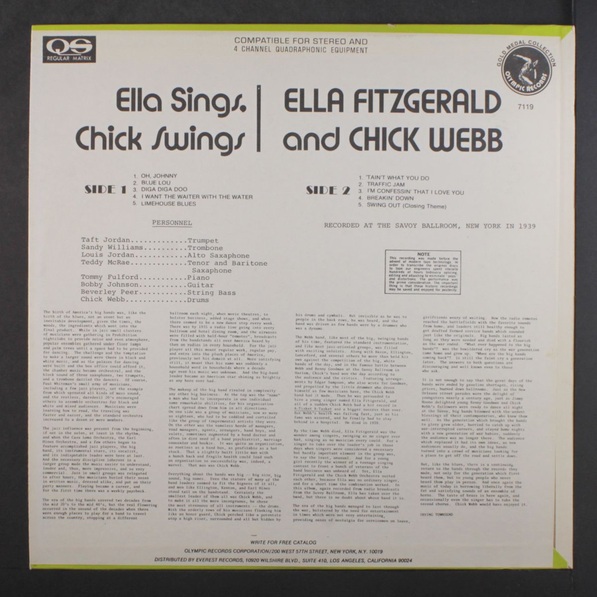 ella sings, chick swings by ELLA FITZGERALD & CHICK WEBB