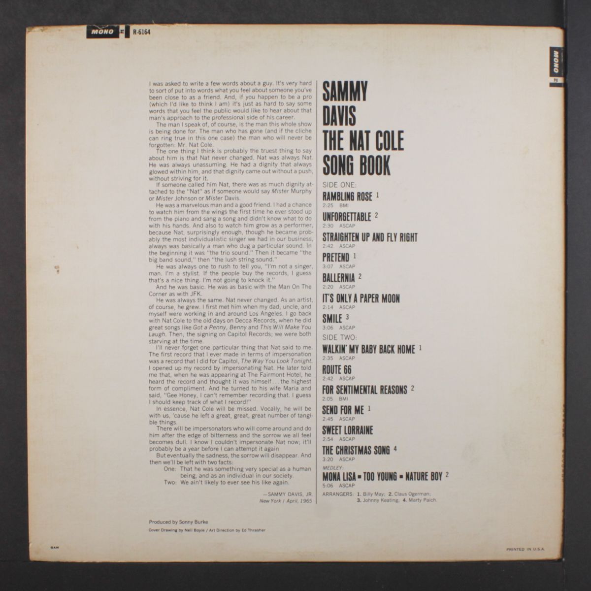 the nat king cole song book by SAMMY DAVIS, JR.